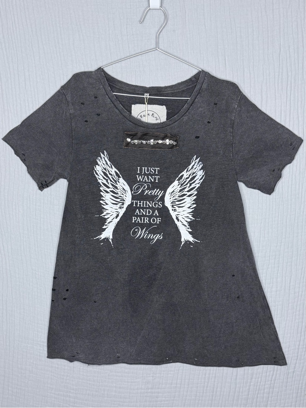 A Rare Bird “Pretty Things & A Pair of Wings” Tattered Tee S/M NWT